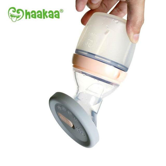 Haakaa Breast Pump Lid for use on Haakaa breast pumps to ensure breast milk does not spill, grey in colour.