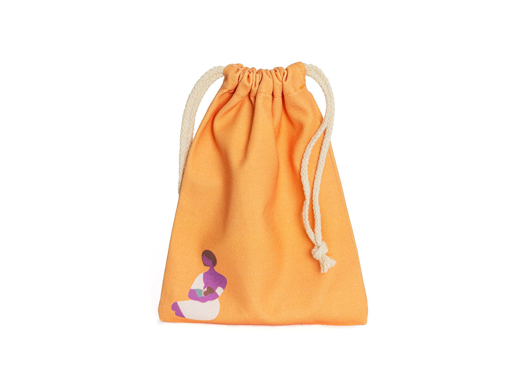 Mama's Breastfeeding Bag with string pulled closed together